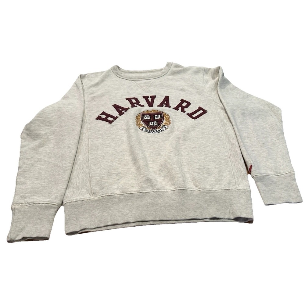 Harvard League Patch Embroidered Logo Crewneck Sweatshirt Womens Size S